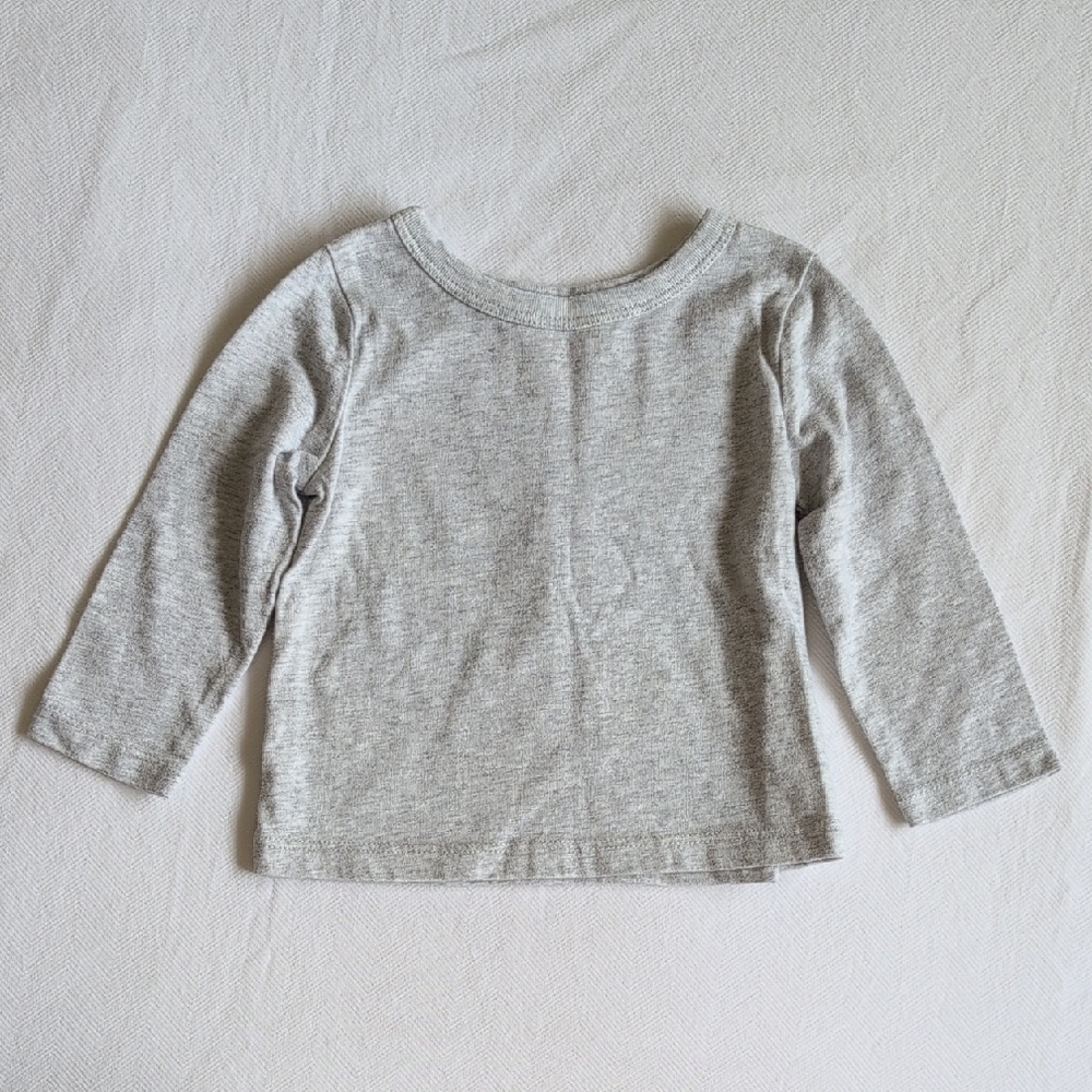 joe fresh basic gray long sleeve cotton blend shirt 6-12 months baby unisex